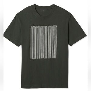 Alexander Wang Mens Dark Green Cotton Barcode Graphic Tee Shirt